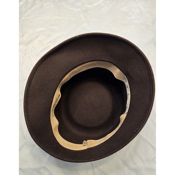Vtg Stetson Fifth Avenue Womens Cloche Hat 22.5 Brown Wool Felt Ribbon Luxury - Picture 7 of 12